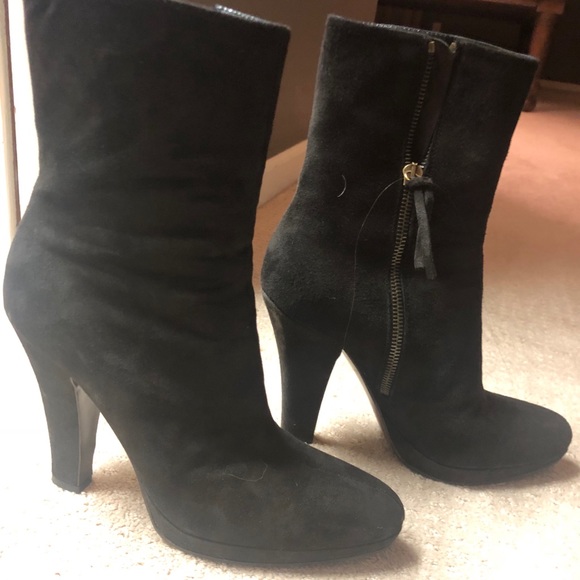 MIU MIU BROWN SUEDE PLATFORM BOOTS - Picture 1 of 5